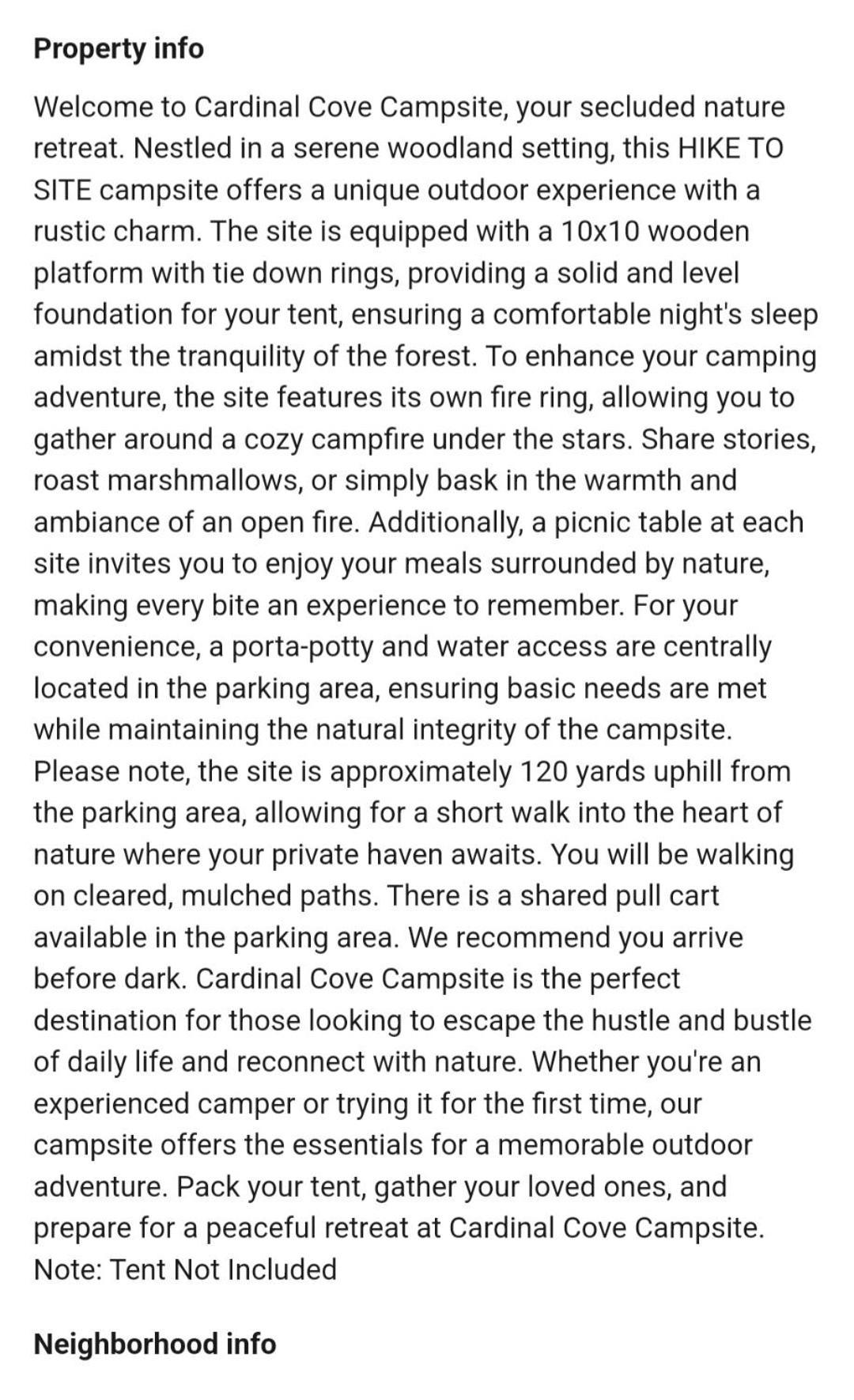 Campsite Cardinal Cove At Hocking Vacations - Tent Not Included *